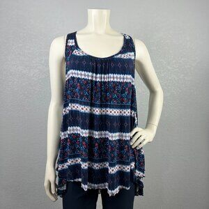 Torrid Rayon Blend Sleeveless Keyhole Tie Back Boho Print Tank